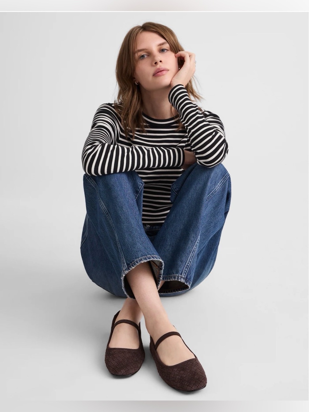 NEW Madewell The Greta Ballet Flat in Woven Dark Roast Suede NU879 $138 size 7 - Picture 2 of 12